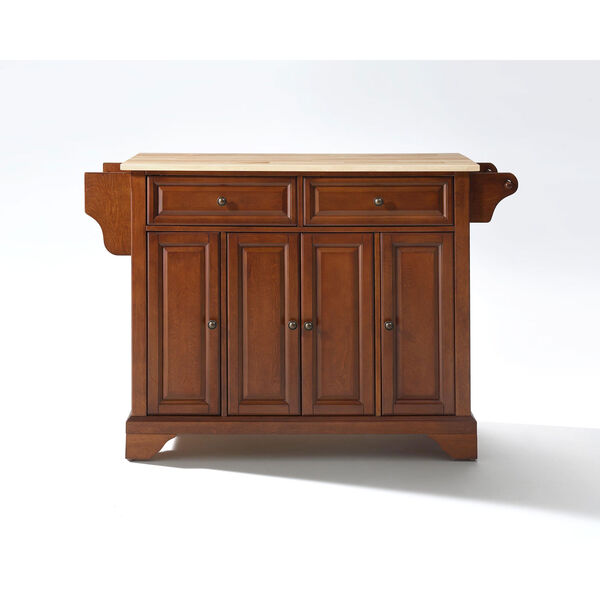LaFayette Natural Wood Top Kitchen Island in Classic Cherry Finish, image 1