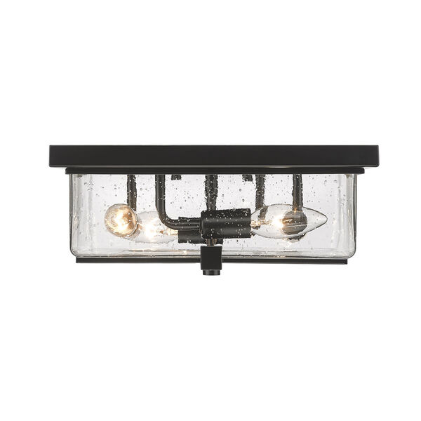 Sana Black Four-Light Outdoor Flush Ceiling Mount Fixture with Seedy Shade, image 2