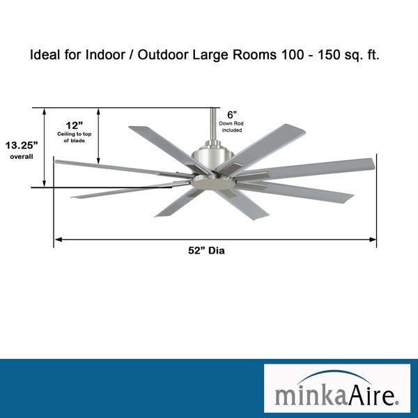 Xtreme H20 Brushed Nickel 52-Inch Outdoor Ceiling Fan, image 3