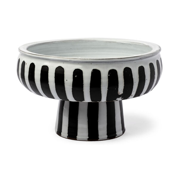 Lexington Black and White Ceramic Stripped Bowl, image 1