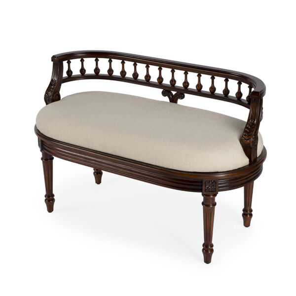 Hathaway Cherry and White Upholstered Bench, image 1