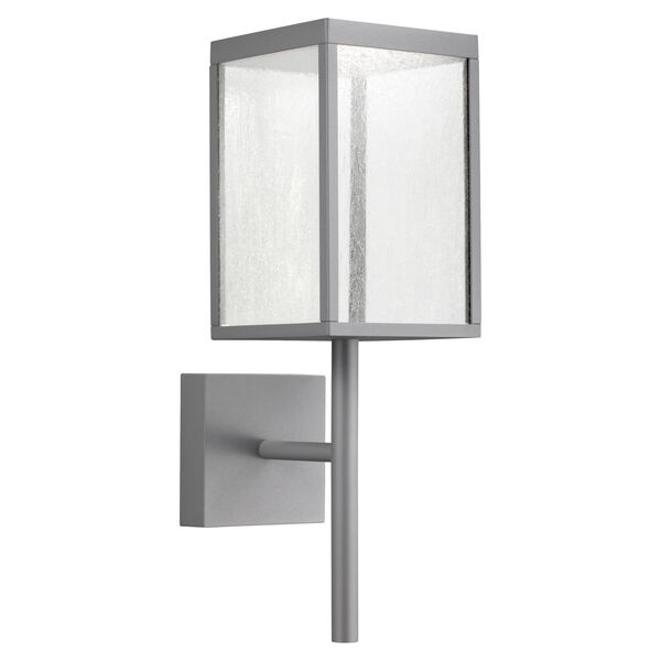 Reveal Satin Gray 7-Inch Led Outdoor Rectangular Wall Sconce With Seeded Glass, image 1