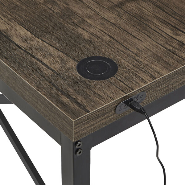 Norman Black Metal Desk with USB Charging Station, image 5