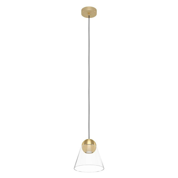 Cerasella Brushed Brass One-Light Mini Pendant with Clear Glass Shade, image 1