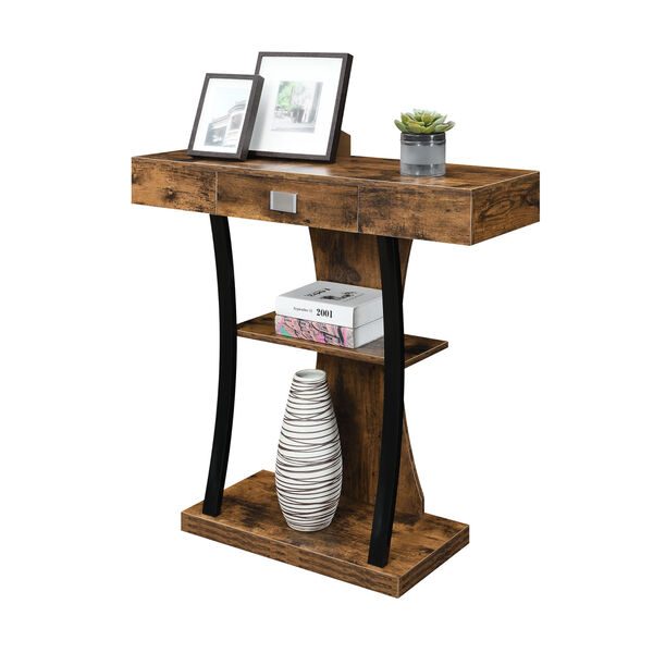 Newport Harri Barnwood and Black One Drawer Console Table with Shelves, image 2