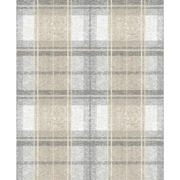 Tweed Plaid Gray Peel And Stick Wallpaper, image 1