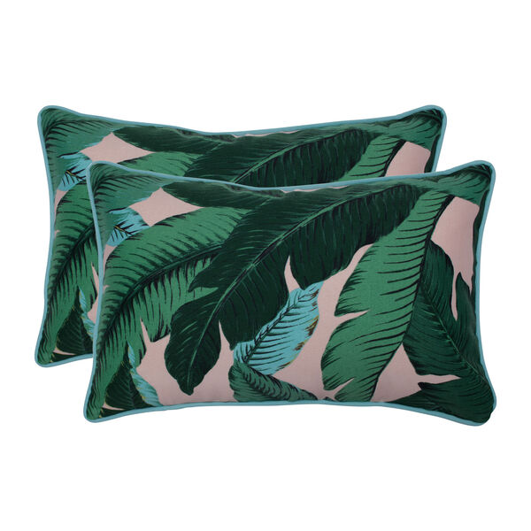 Swaying Palms Capri Blue Rectangular Throw Pillow (Set of 2), image 1