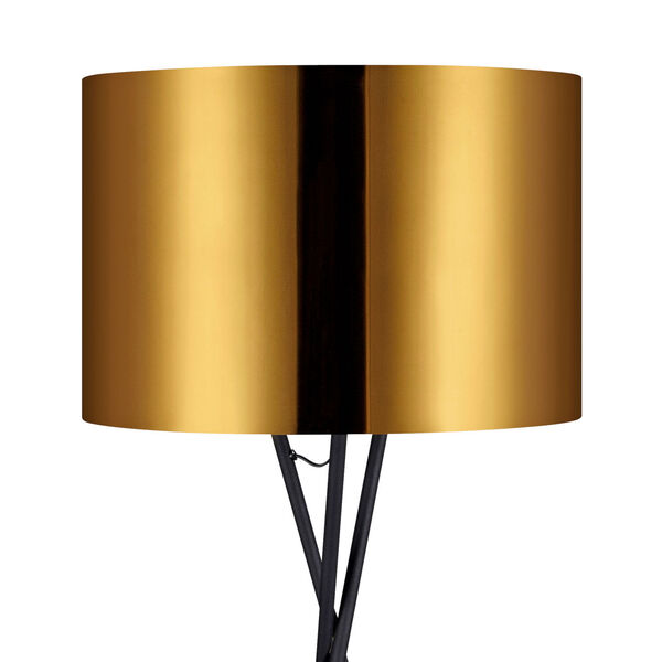 Cara Gold and Black Tripod Floor Lamp, image 3