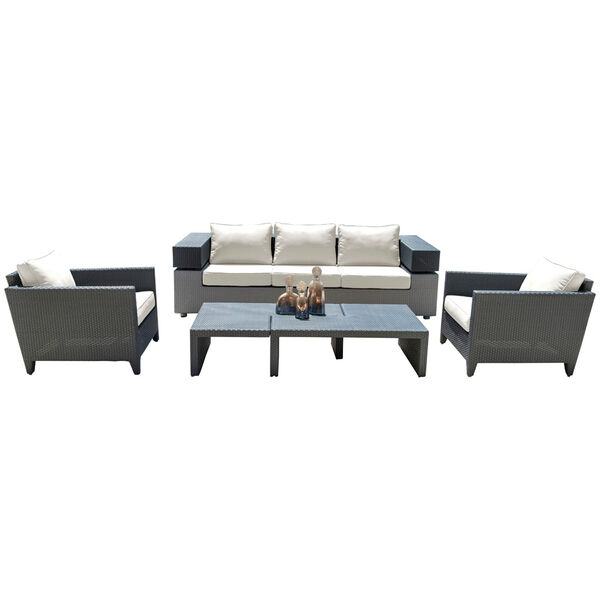 Onyx Black and Grey Outdoor Seating Set Standard cushion, 4 Piece, image 1