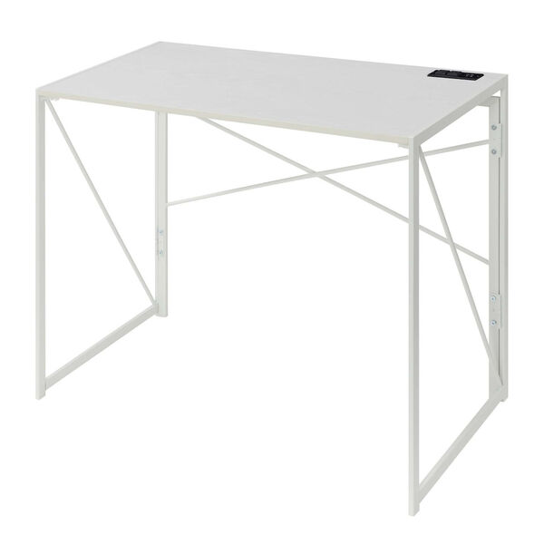 Xtra White Folding Desk with Charging Station, image 1