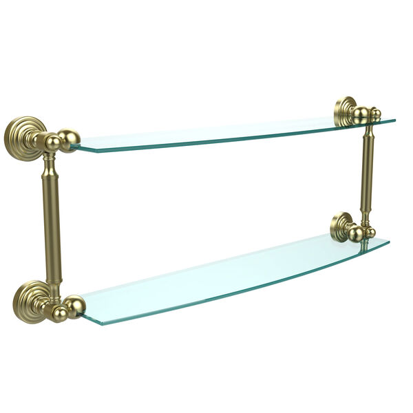Waverly Place Collection 24 Inch Two Tiered Glass Shelf, Satin Brass, image 1