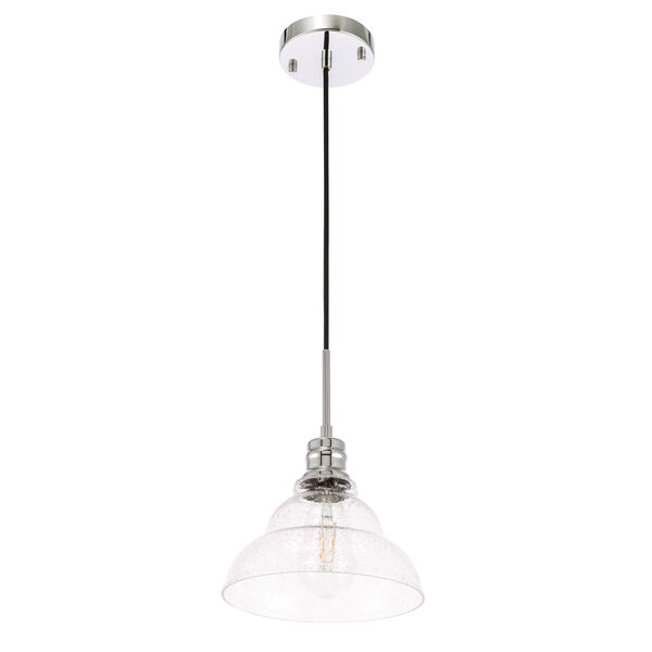 Gil Chrome Nine-Inch One-Light Mini Pendant with Clear Seeded Glass, image 5