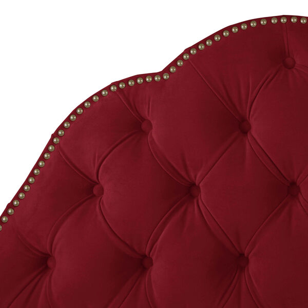 California King Velvet Berry 74-Inch Nail Button Tufted Arch Bed, image 3