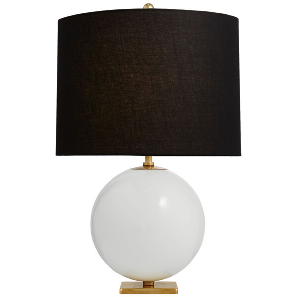 Elsie Table Lamp in Cream Reverse Painted Glass with Black Linen Shade by kate spade new york, image 1