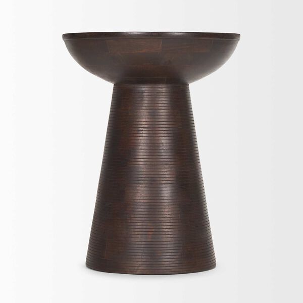 Novell Dark Brown Wood Pedestal Side Table, image 4