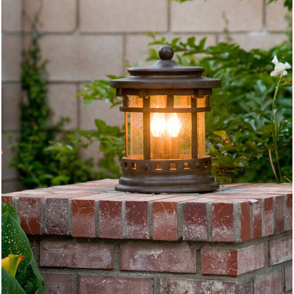 Santa Barbara Sienna Three-Light Outdoor Deck Lantern with Seedy Glass, image 2