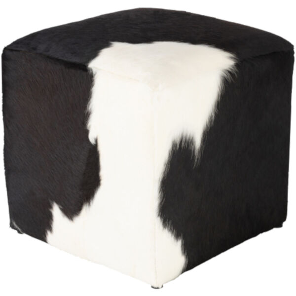 Angus Black and Cream 16-Inch Pouf, image 1
