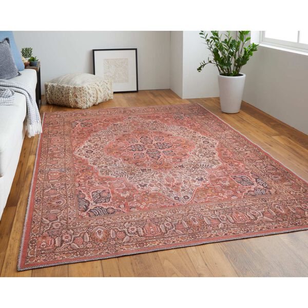 Rawlins Bohemian Eclectic Medallion Red Tan Pink Area Rug, image 2