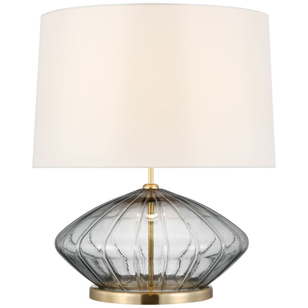Everleigh Medium Fluted Table Lamp in Smoked Glass with Linen Shade by kate spade new york, image 1