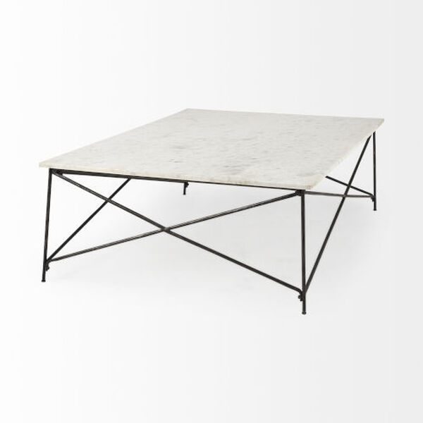 Lorlei I White and Antique Gold X-Shaped Coffee Table, image 4