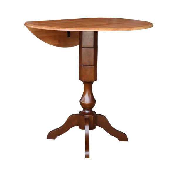 Cinnamon and Espresso 42-Inch High Round Pedestal Dual Drop Leaf Table, image 3