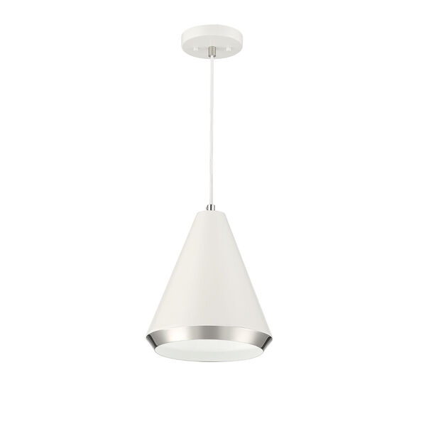 Chelsea White with Polished Nickel 10-Inch One-Light Pendant, image 2