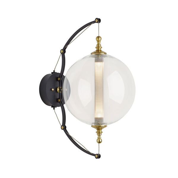 Brass with Black Two-Light 11-Inch Wall Sconce with Clear Glass, image 1