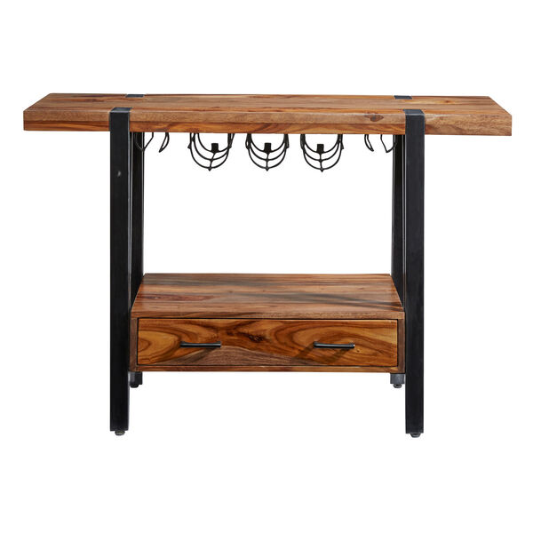 Brownstone Black and Brown One Drawer Wine Console, image 3