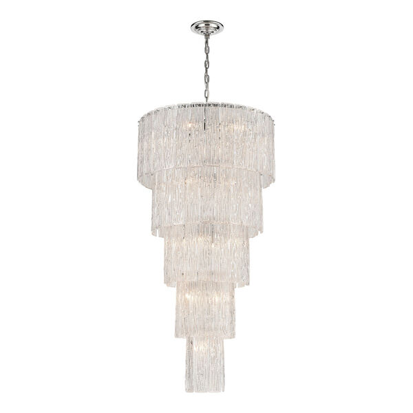 Diplomat Clear and Chrome 19-Light Chandelier, image 1