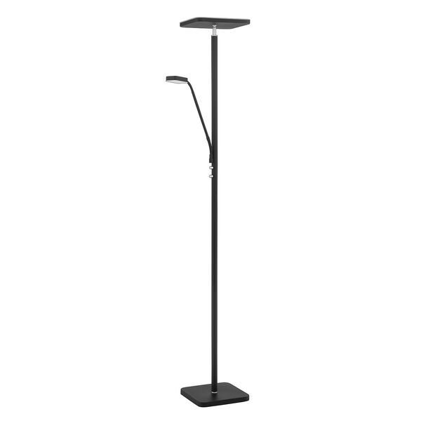 Ella Black and Satin Nickel Integrated LED Torchiere Floor Lamp with Reading Light, image 1