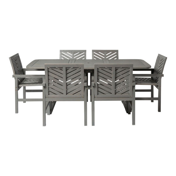 Gray Wash 35-Inch Seven-Piece Extendable Outdoor Dining Set, image 3