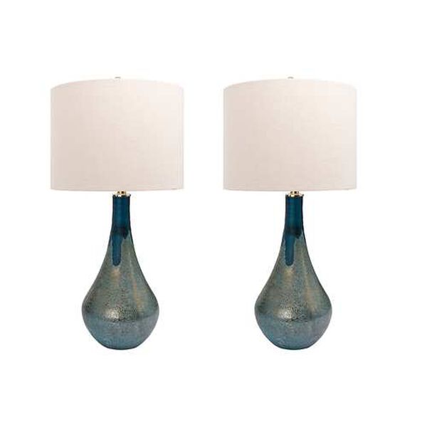 Blue Glass Table Lamp, Set of 2, image 1