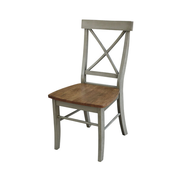 Hickory and Stone X-Back Chair with Solid Wood Seat, image 1