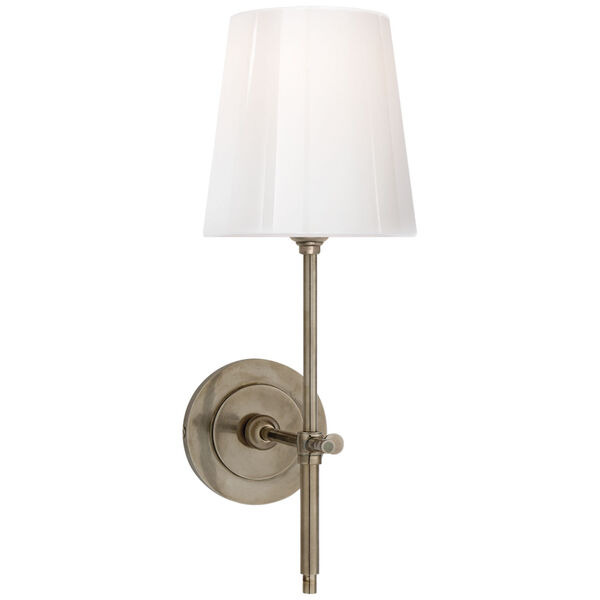 Bryant Sconce in Antique Nickel with White Glass by Thomas O'Brien, image 1