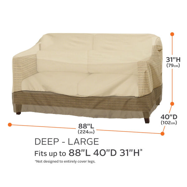 Ash Beige and Brown Patio Sofa and Loveseat Cover, image 4