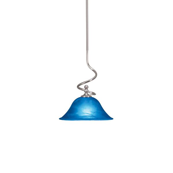 Capri Brushed Nickel One-Light Pendant with Blue Italian Glass, image 1
