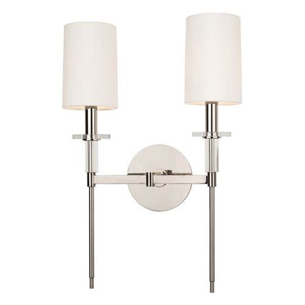 William Polished Nickel Two-Light Wall Sconce, image 1