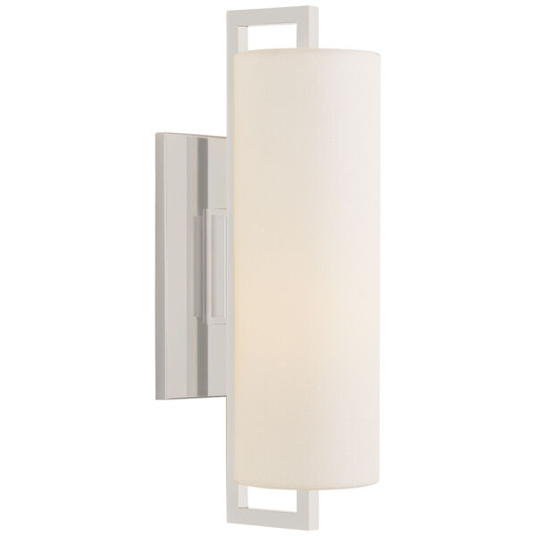 Bowen Medium Sconce in Polished Nickel with Linen Shade by Ian K. Fowler, image 1