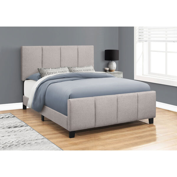 Gray Queen Bed with Wooden Legs, image 2