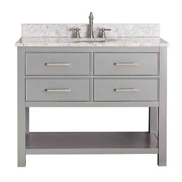 Brooks Chilled Gray 42-Inch Vanity Combo with Carrera White Marble Top, image 1
