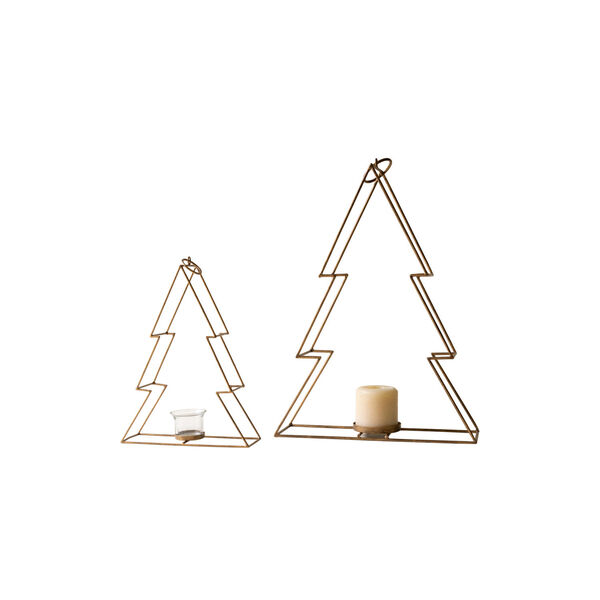 Gold Matte Christmas Tree with Votive Holders, Set of Two, image 5