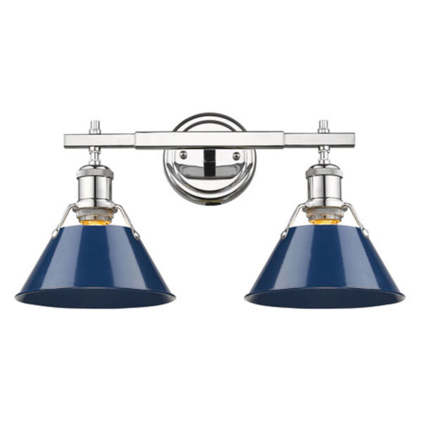 Howe Chrome Two-Light Bath Vanity with Navy Shades, image 2