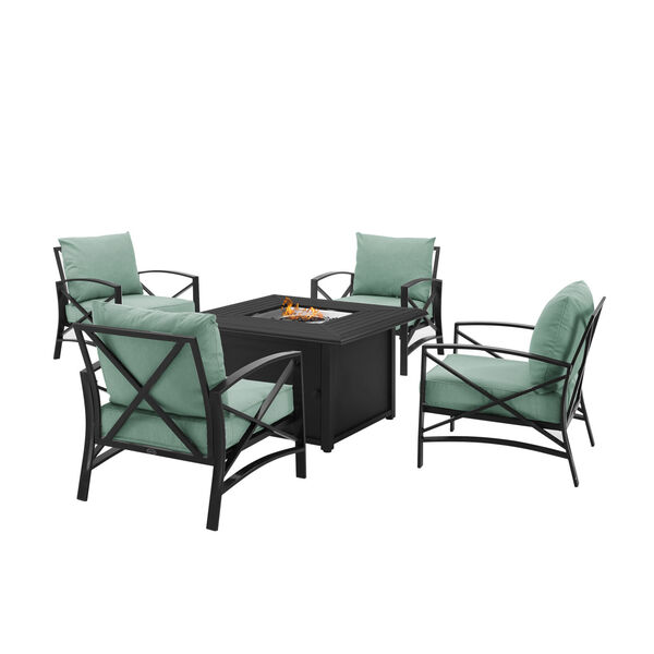 Kaplan Mist and Oil Rubbed Bronze Outdoor Conversation Set with Fire Table, 5 Piece, image 5