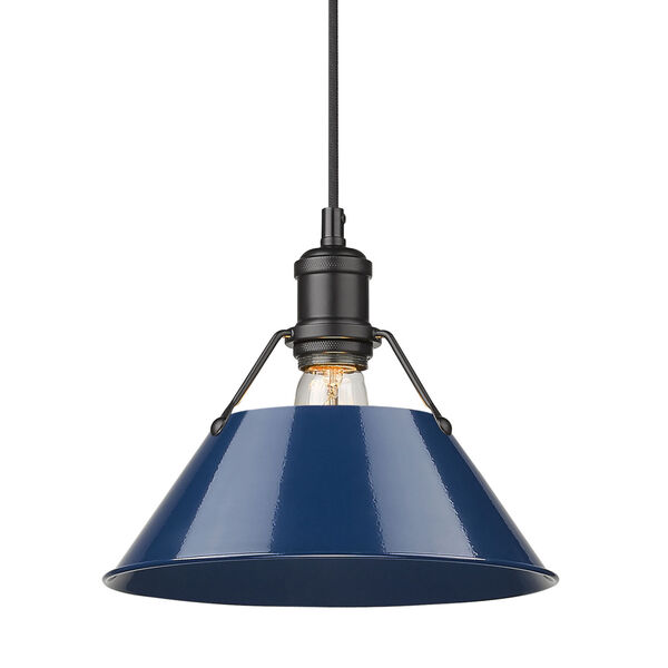Orwell Matte Black 10-Inch One-Light Pendant with Navy Blue Shade, image 2