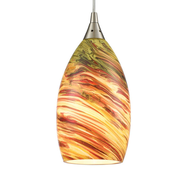 Collanino Satin Nickel Five-Inch One-Light Mini Pendant with Lava Swirl Blown Glass, image 4