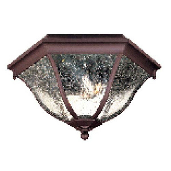 Architectural Bronze Three-Light Outdoor Ceiling Mount with Clear Seeded Glass, image 1