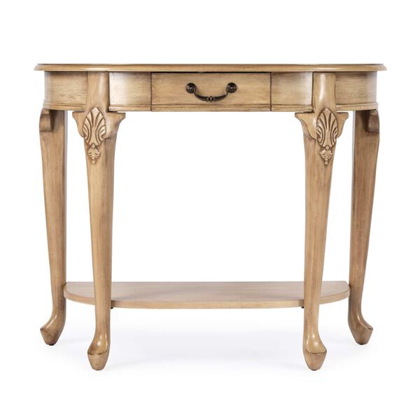 Kimball Antique Beige Demilune Wood Console Table with Storage, image 1