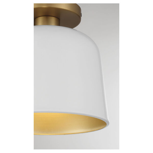Chelsea White with Natural Brass One-Light Semi-Flush Mount, image 5