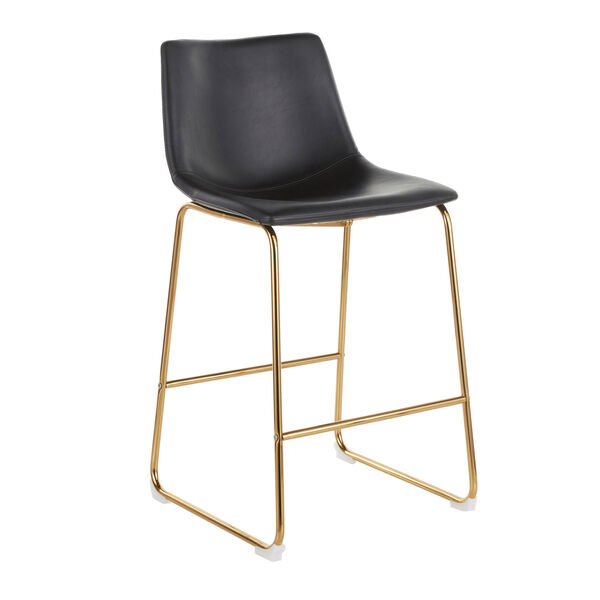 Duke Gold and Black Counter Stool with Upholstered Seat, Set of 2, image 1