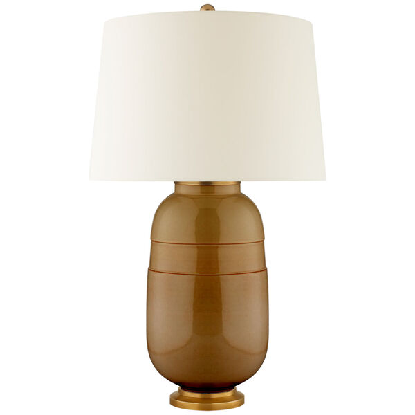 Newcomb Medium Table Lamp in Dark Honey with Natural Percale Shade by Christopher Spitzmiller, image 1
